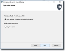 Mimecast Security Agent for Windows Server setup