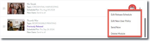 Training module options