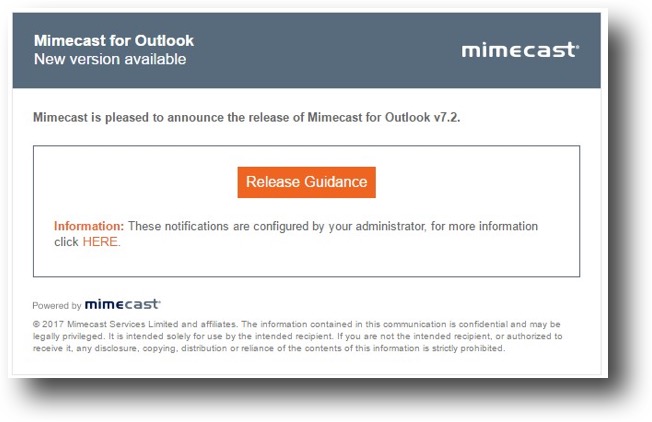 Mimecast for Outlook New Version
