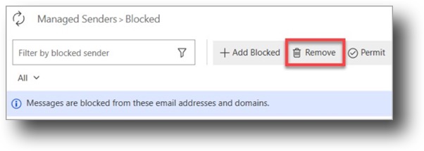 Removing a Blocked Sender