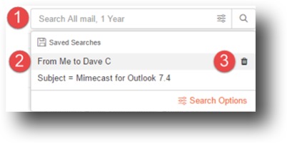 Mimecast for Outlook deleting a search