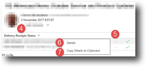 Mimecast for Outlook Delivery Receipt Status