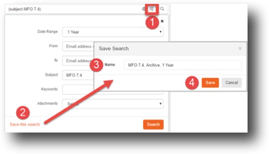 Mimecast for Outlook saving a search