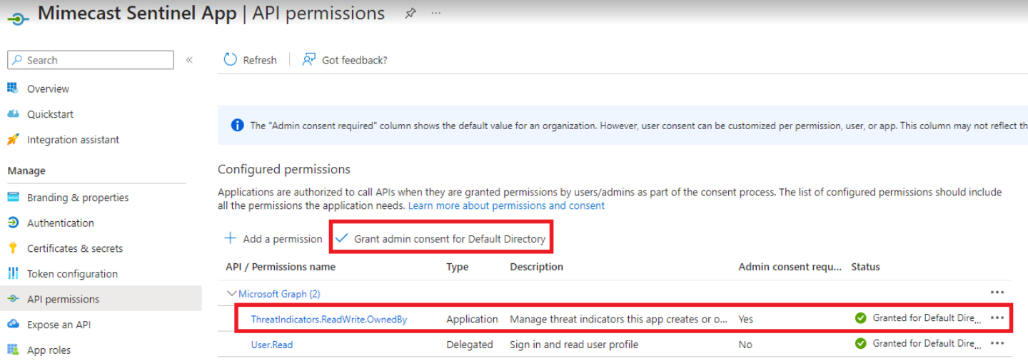 API & Integrations - Microsoft Sentinel Integration – Mimecast