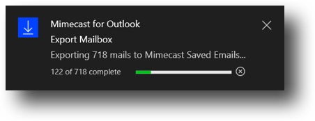 Export Archive Folder progress bar