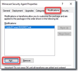 Mimecast Security Agent Properties