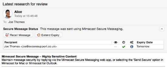Mimecast for Mac Managing Secure Messages