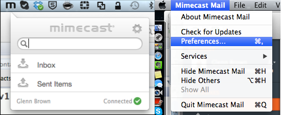 Mimecast for Mac Setting Application Preferences