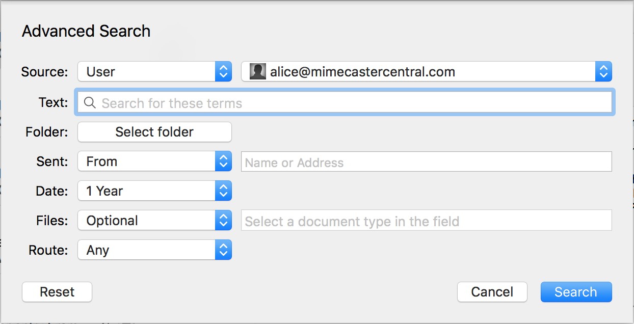 Mimecast for Mac Searching_4