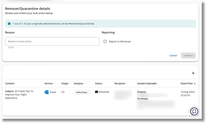 Bulk Action summary page