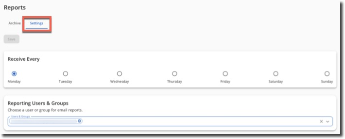 Settings for Reports