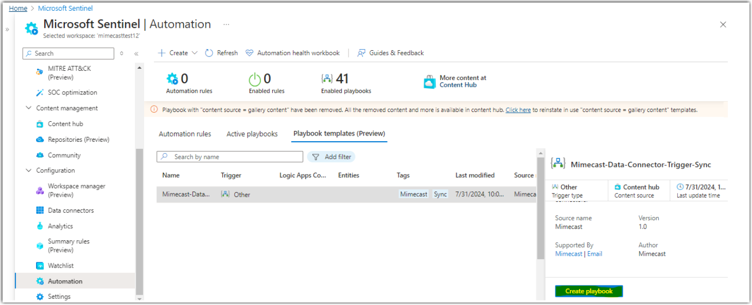 API & Integrations - Microsoft Azure Sentinel v3 – Mimecast