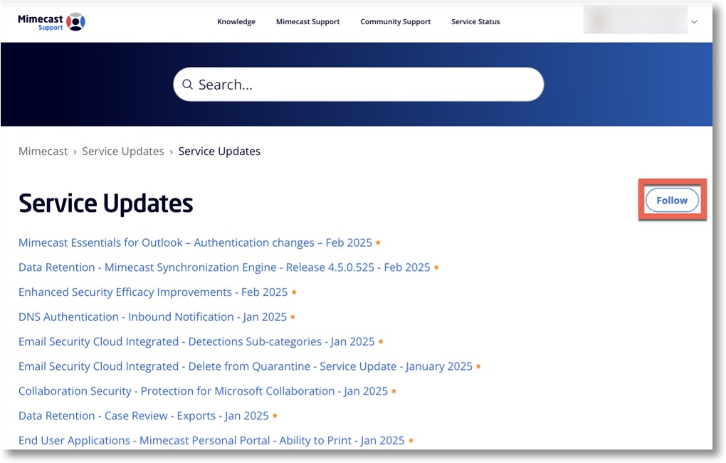 Follow Service Updates