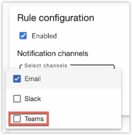 Rule Configuration Teams Nudges