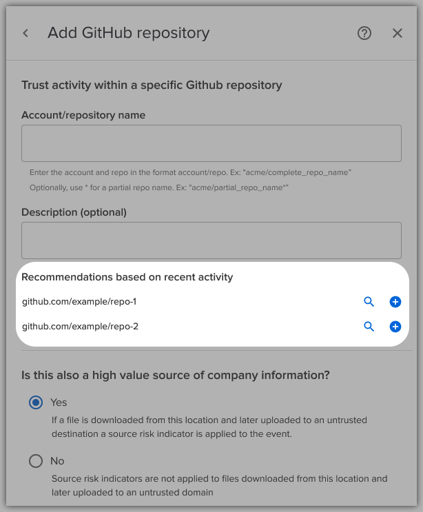 Add git repo as trusted activity