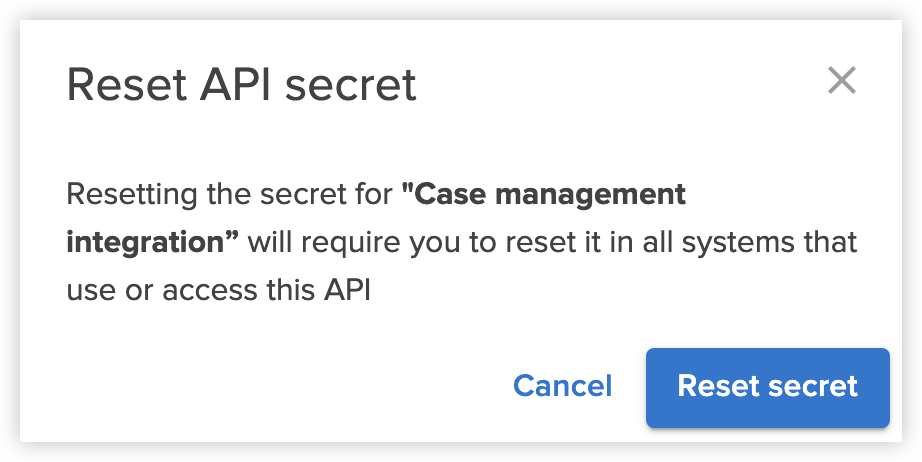 Reset API secret