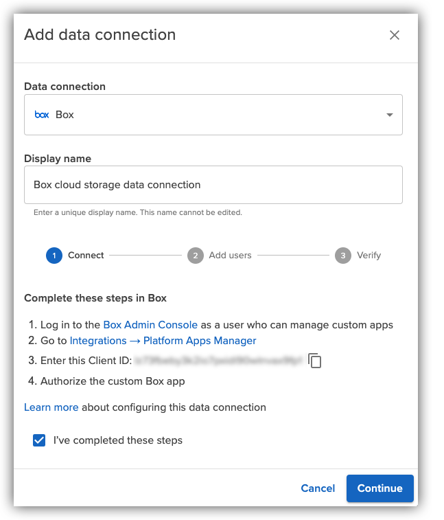 Add Box data connection