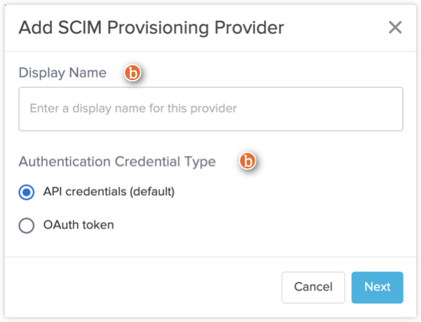 Add SCIM Provisioning Provider dialog