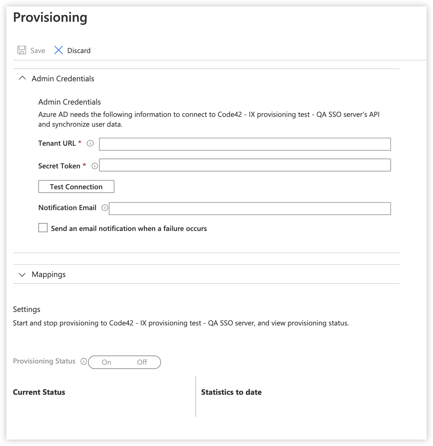 Azure provisioning admin credentials