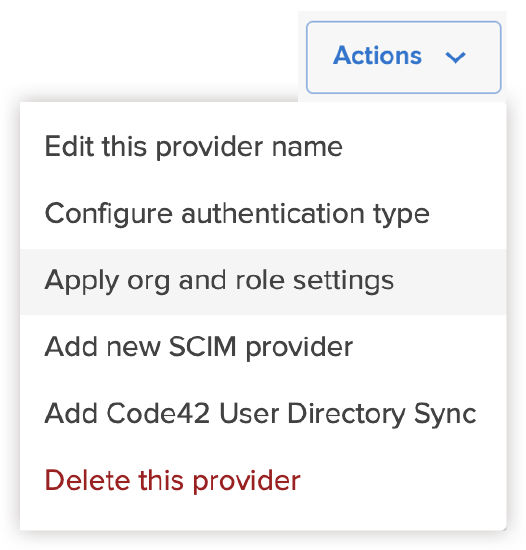Apply org and role settings