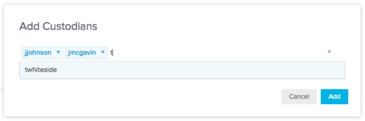 Add custodians dialog