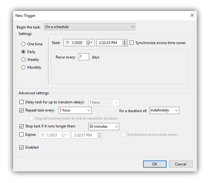 Task scheduler new trigger