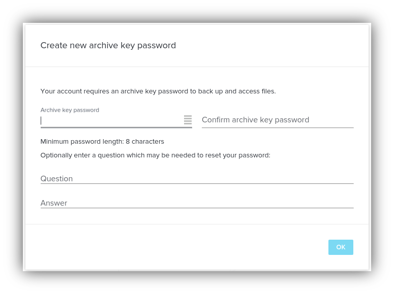 Archive key password