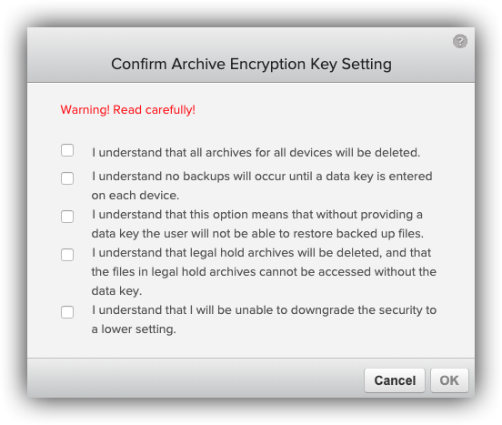 Custom key confirmation