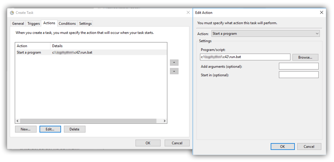 Task scheduler action