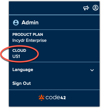 Code42 console profile menu