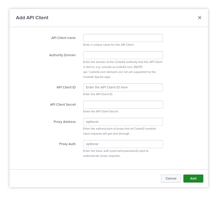 Add API Client input