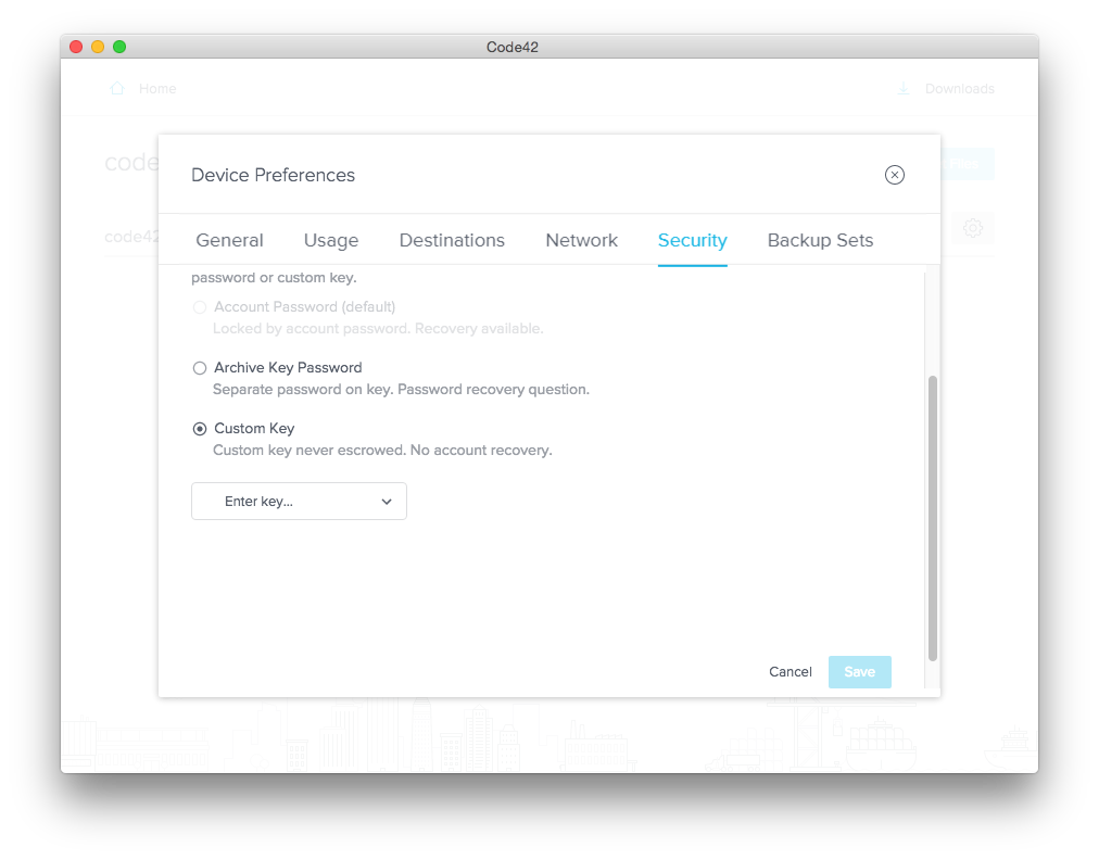 Device security settings