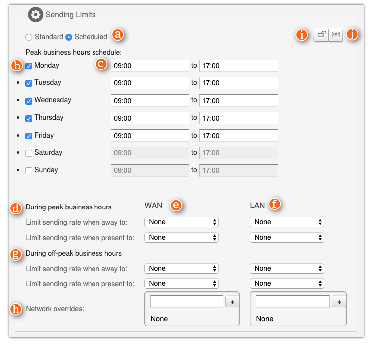Scheduled sending limits settings