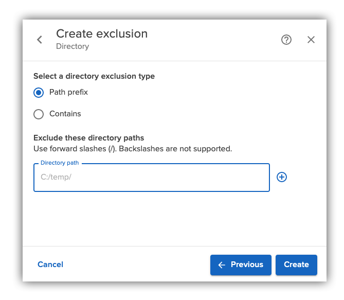 Create directory exclusion