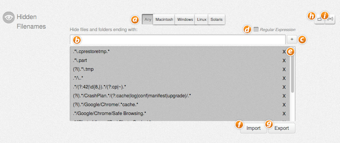 hidden filenames settings