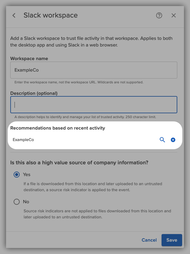 Add Slack workspace name to trust