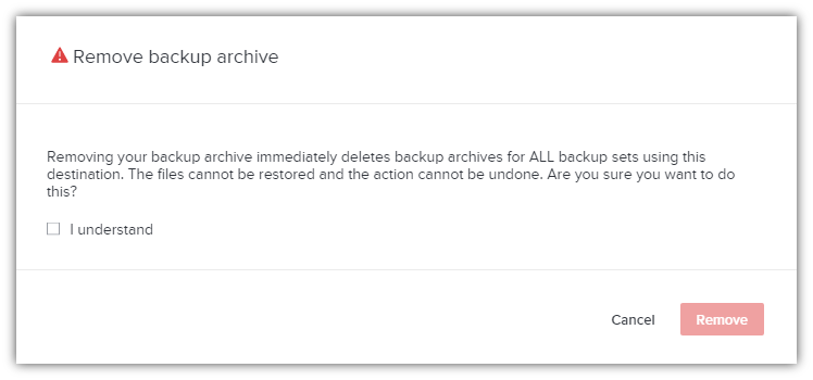 Remove archive confirmation message