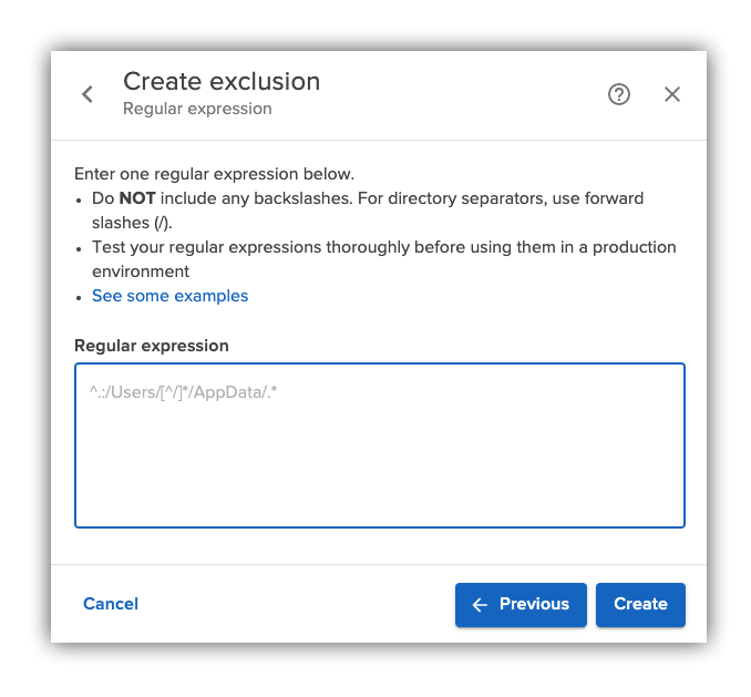Create regex exclusion