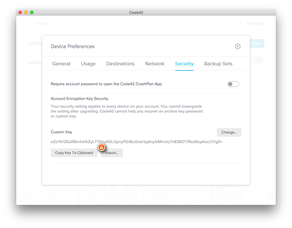 Copy key to clipboard