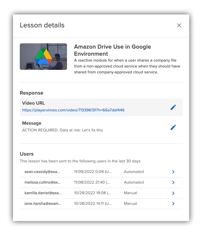 Instructor lesson details