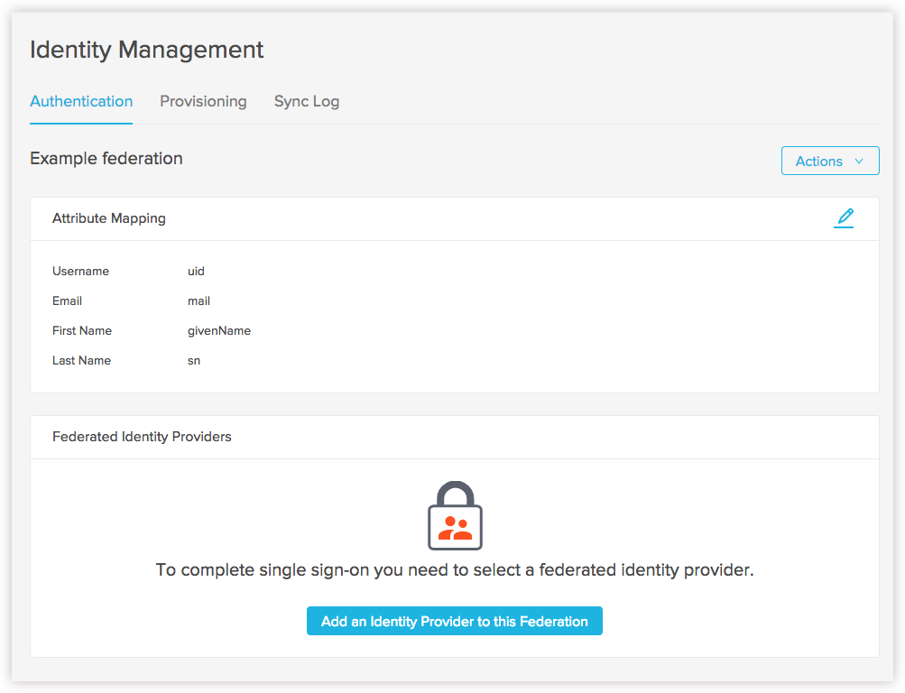Identity Management federation provider details