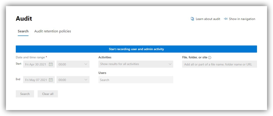 Enable audit in OneDrive
