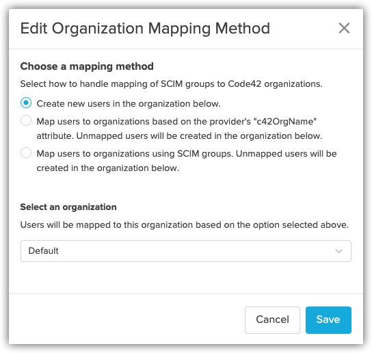 Edit organization mapping