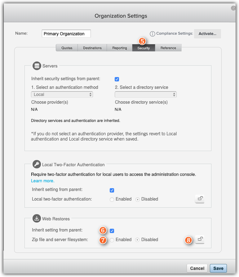 Disable Web Restores