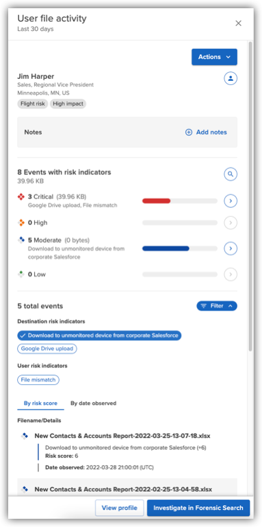 Salesforce downloads in User file activity