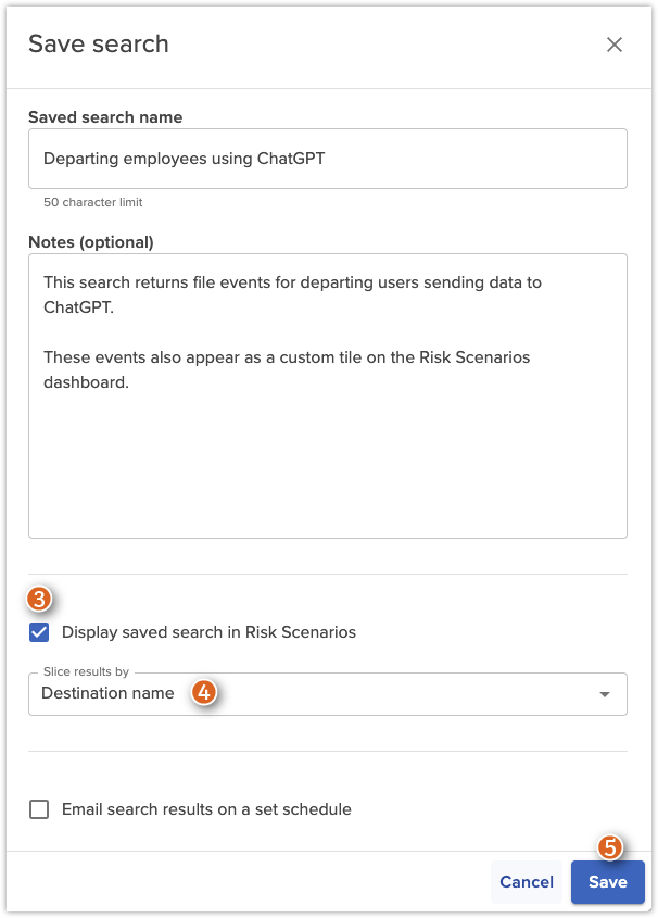Saved Search details