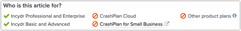 Support article product plan indicator