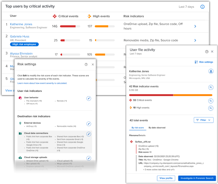 Risk prioritization throughout the Code42 console
