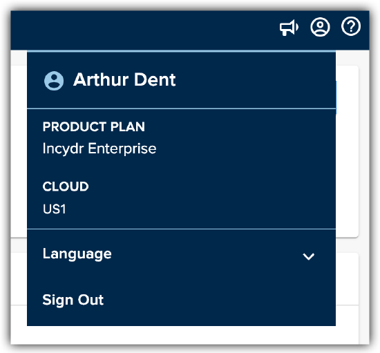 Code42 console account menu