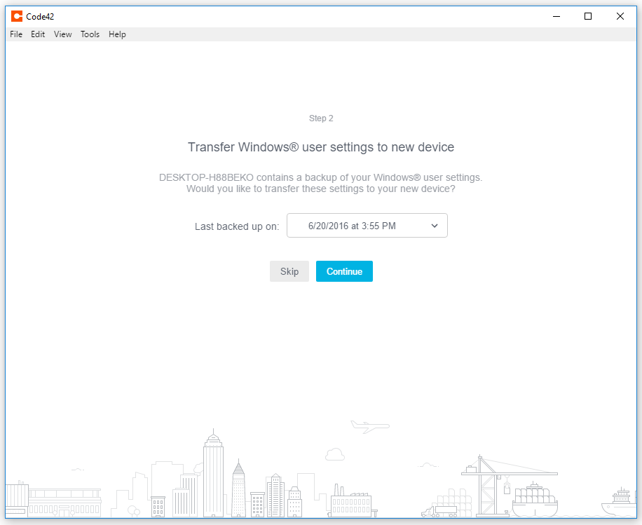 Transfer Windows settings